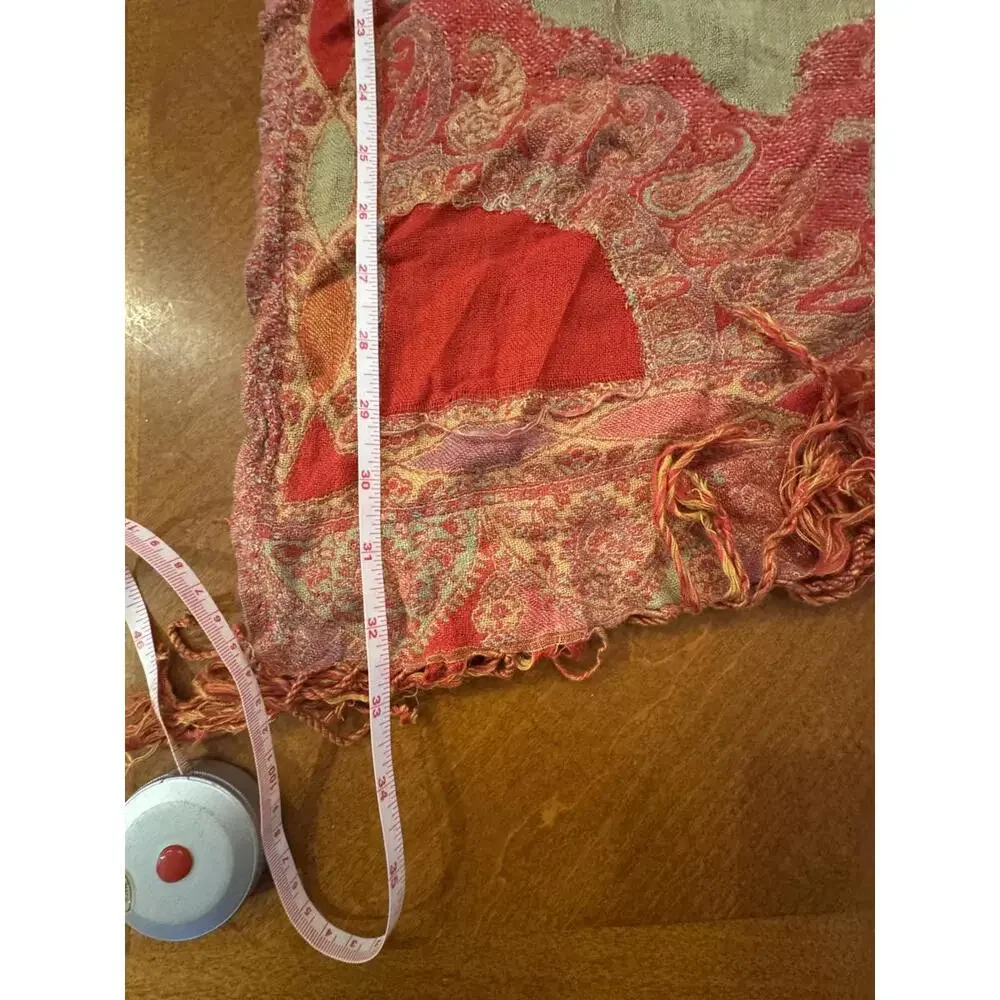 Colorful Paisley Patterned Scarf with Fringe Edges